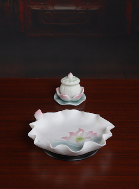 热销陶瓷佛具用品大全供奉家用室内供H佛莲花香炉水杯花瓶烛台果