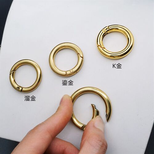 热销箱包改造替换五金配件复古铜色磨G砂金圆形弹簧扣开口圈包带