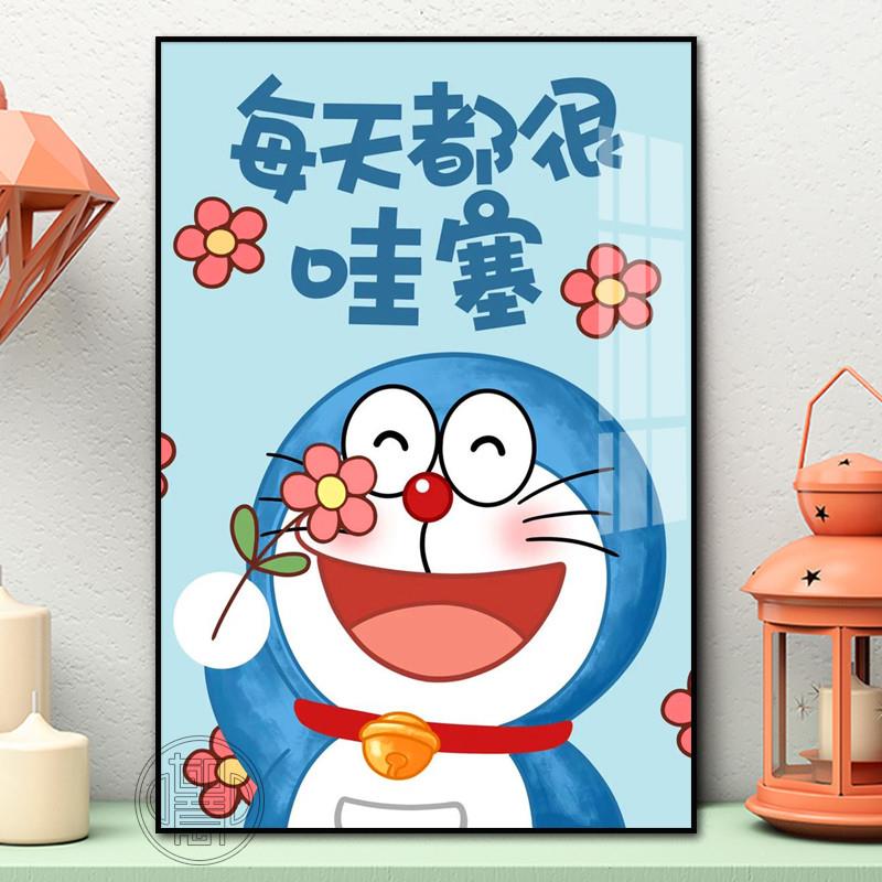 哇塞机器猫5d钻石画满钻新款哆啦A梦卧室点粘钻十字绣叮当猫带框