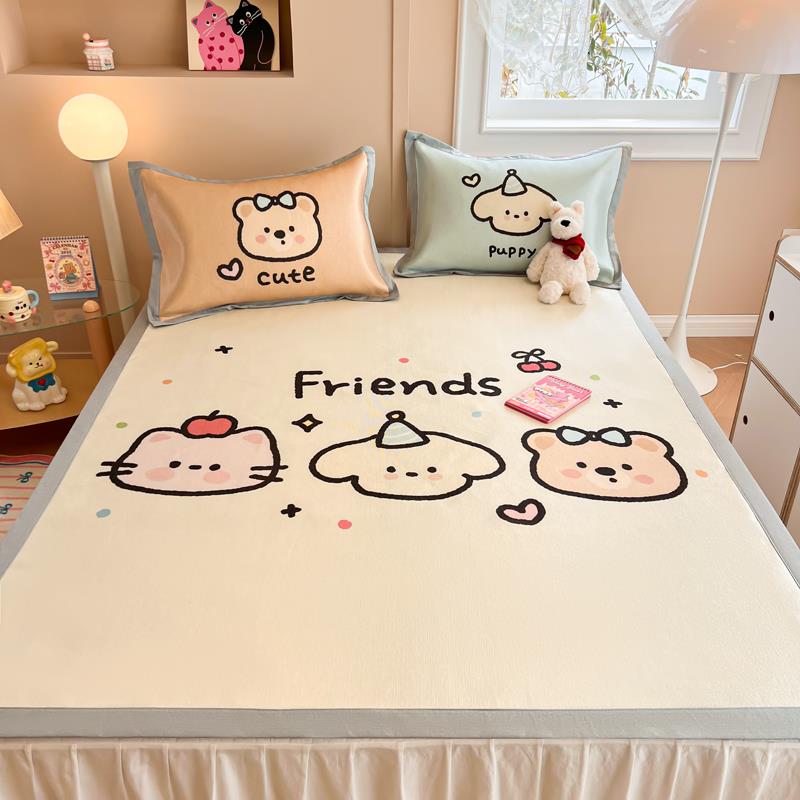 A类卡通冰丝凉席2025新款夏季软凉席冰丝席子学生宿舍单人可机洗