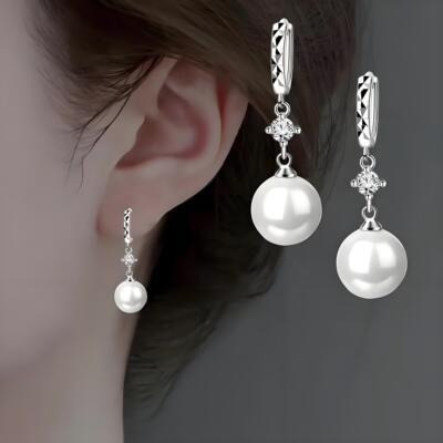 银耳环9999纯银女珍珠耳坠