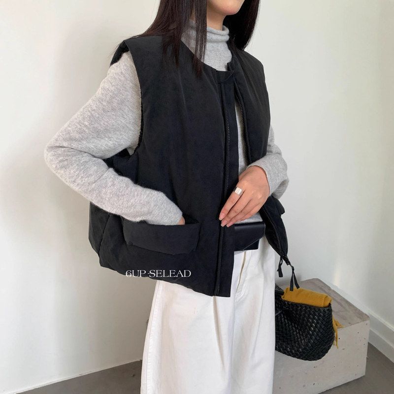 UP韩版拉链羽绒马甲女2025冬新款