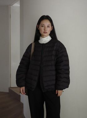 EVERTRUE 90%白鸭绒轻羽绒服女排骨冬季韩版圆领宽松外套68111