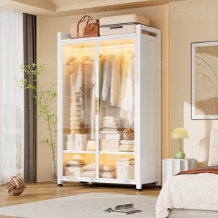 钢制衣柜卧室家用加厚铁艺简易收纳柜子出租房用简易儿童宝宝衣橱