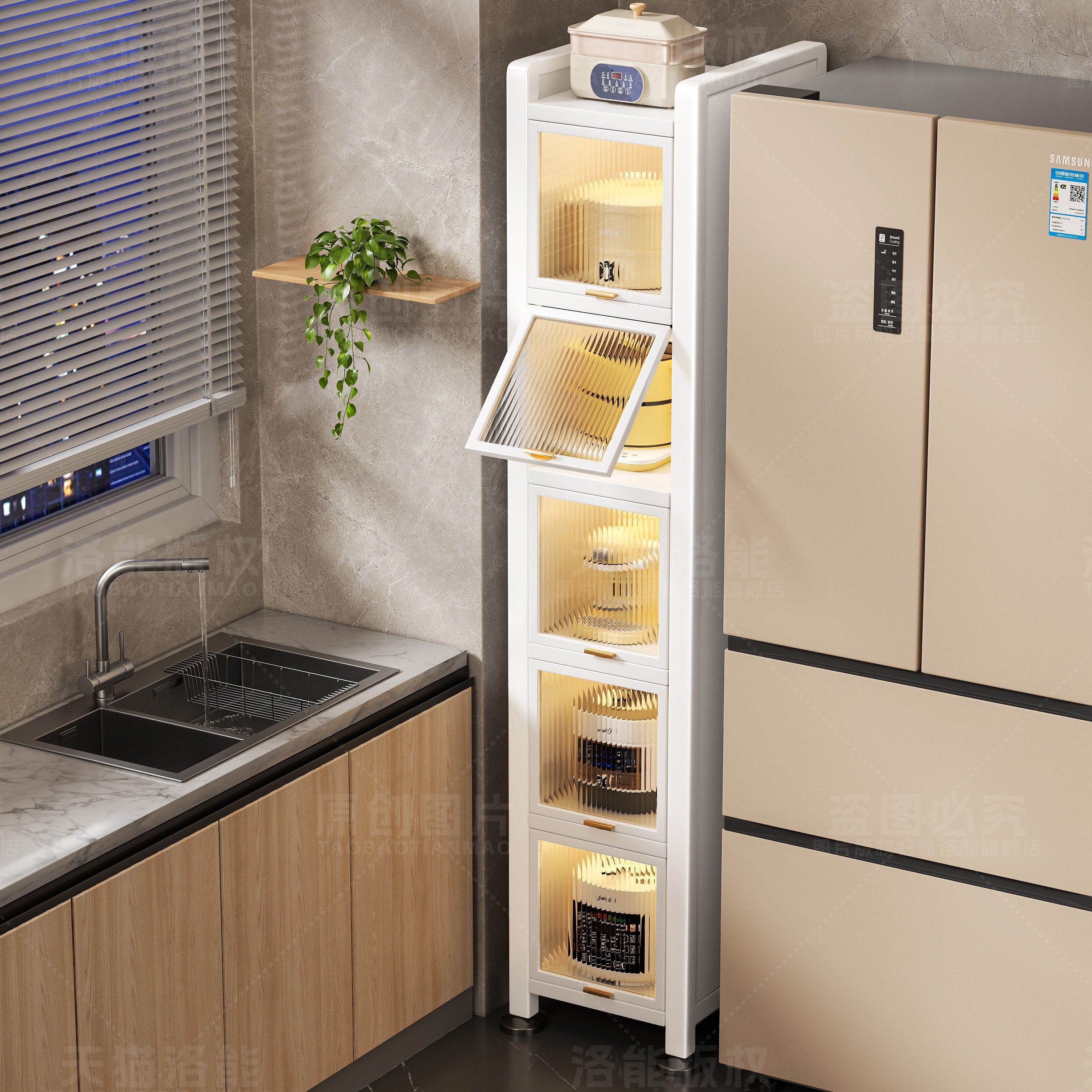 厨房置物架落地多层夹缝收纳柜冰箱侧面缝隙储物柜多功能窄缝橱柜,厨房/烹饪用具,厨房置物架/置物柜/角架,淘宝优惠券,粉丝福利购,淘宝优惠卷