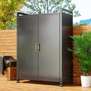 户外储物柜室外收纳柜防水防晒阳台柜子靠墙一体庭院工具杂物柜