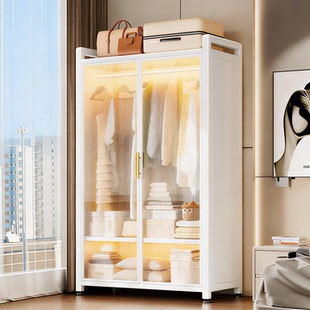 钢制阳台货架衣柜2025新款 杂物收纳置物柜靠墙一体简易出租房柜子