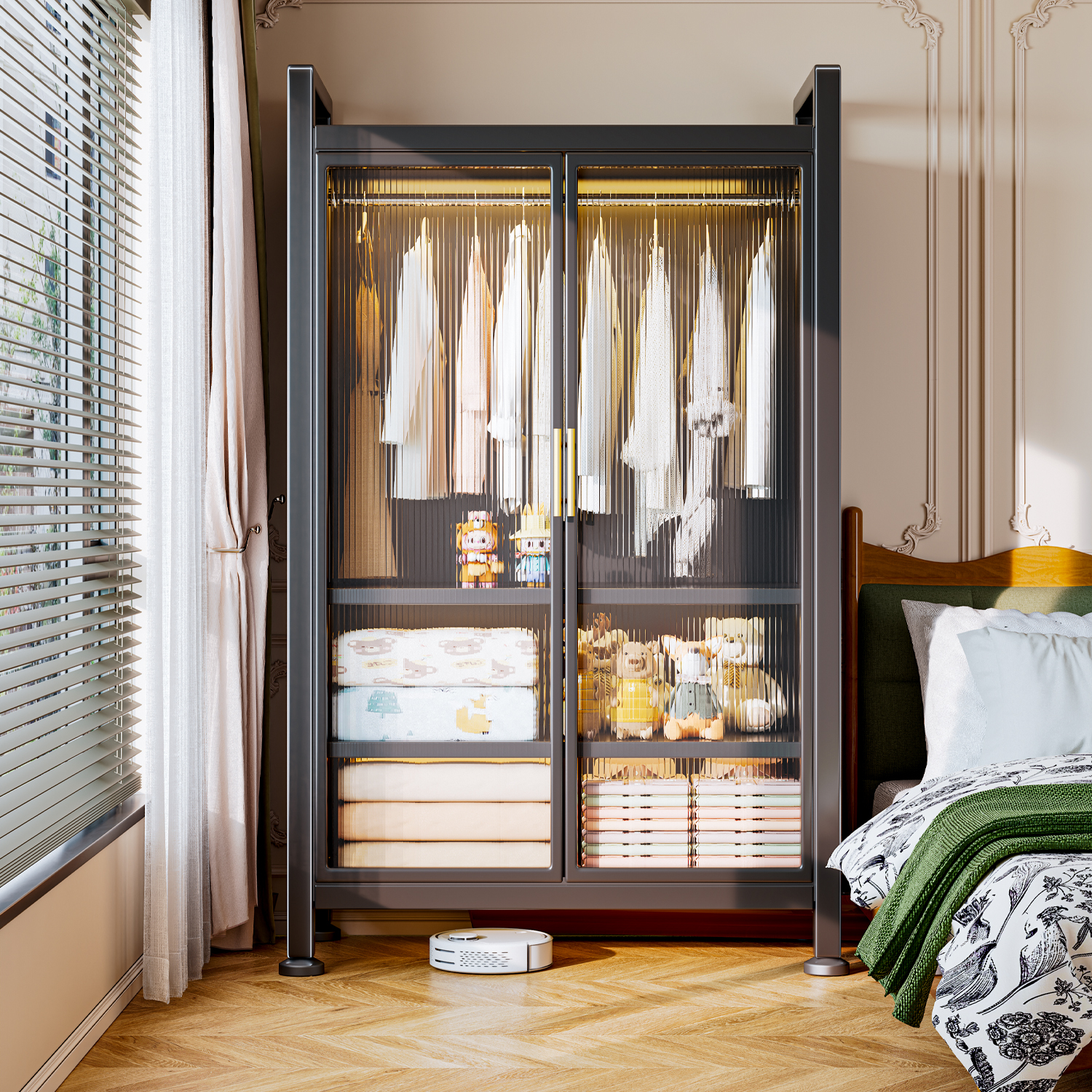 【全钢材质】挂衣架大容量收纳柜