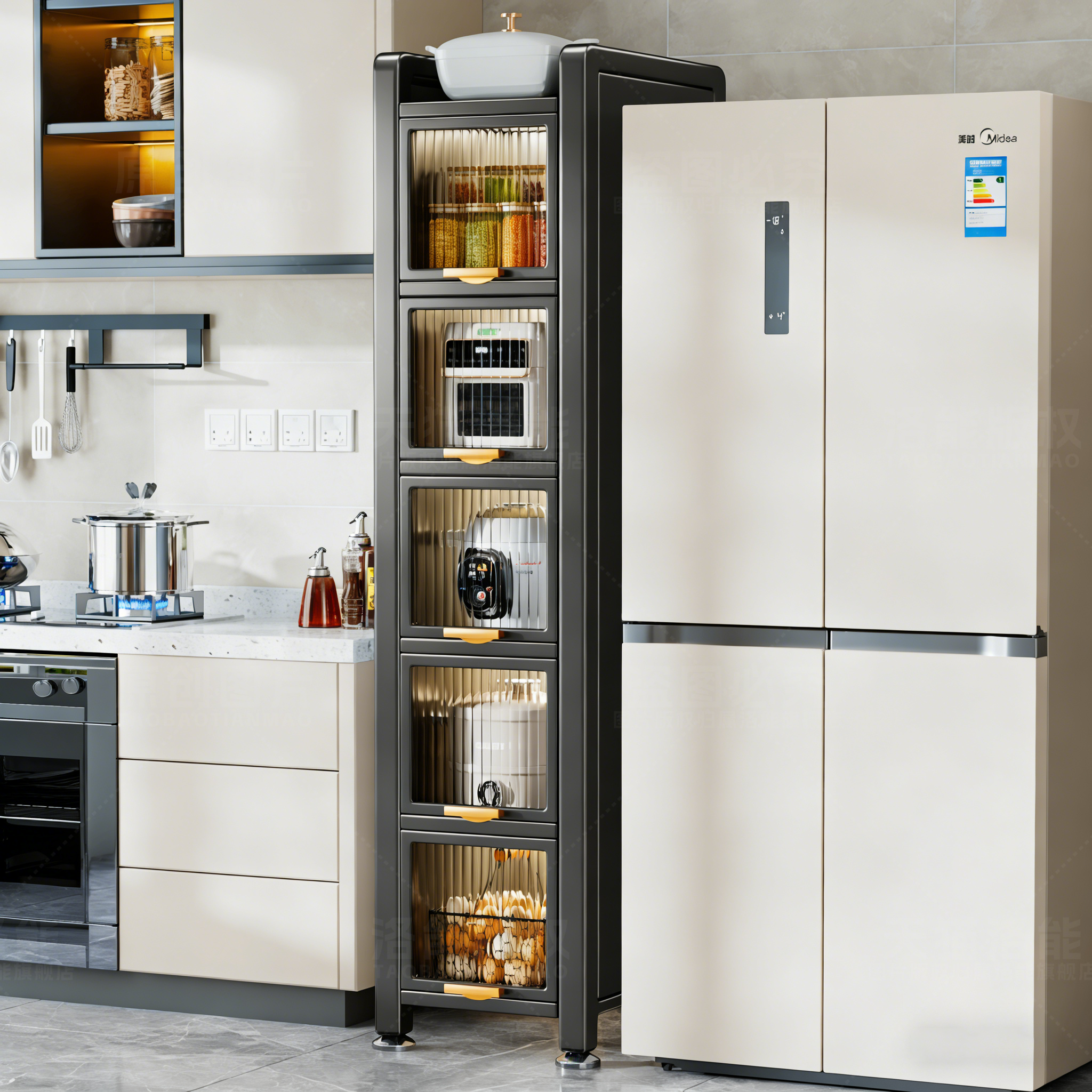 厨房橱柜窄夹缝多功能置物架落地多层储物柜微波炉烤箱碗柜储物架,厨房/烹饪用具,微波炉置物架,淘宝优惠券,粉丝福利购,淘宝优惠卷