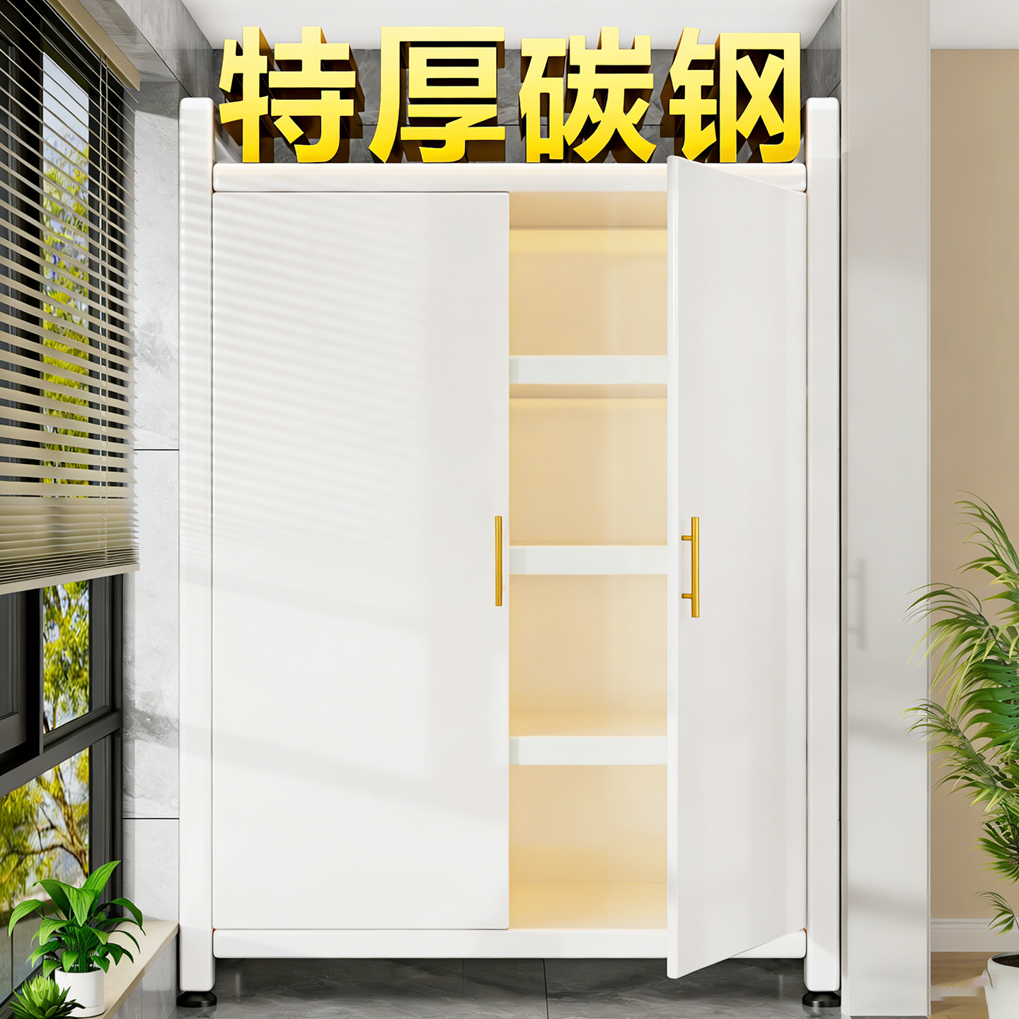 钢制阳台储物柜防水防晒靠墙一体大容量收纳柜多层置物架杂物柜子,住宅家具,阳台柜,淘宝优惠券,粉丝福利购,淘宝优惠卷