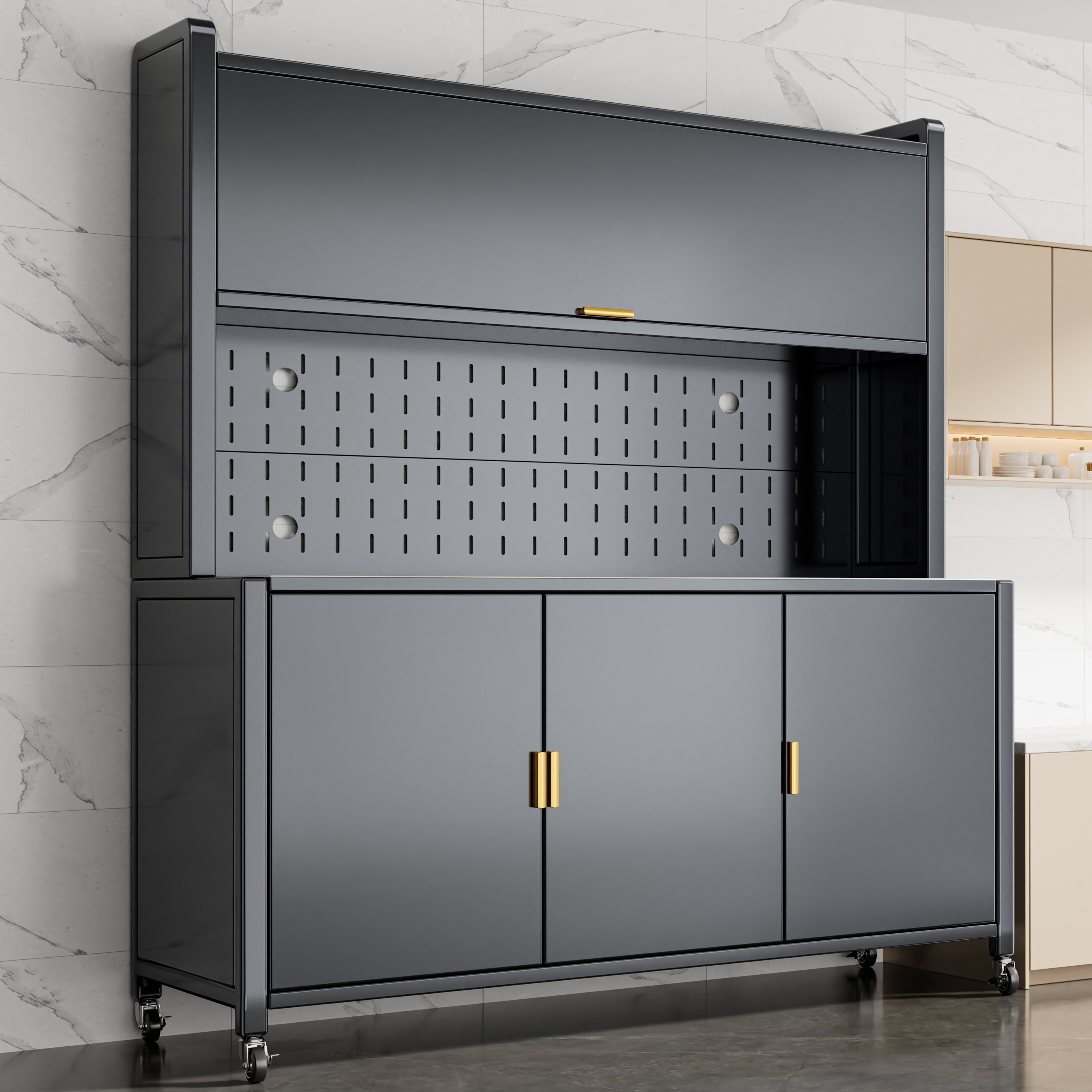 厨房置物架岩板餐边柜落地多层储物柜多功能橱柜微波炉烤箱收纳柜,厨房/烹饪用具,厨房置物架/置物柜/角架,淘宝优惠券,粉丝福利购,淘宝优惠卷