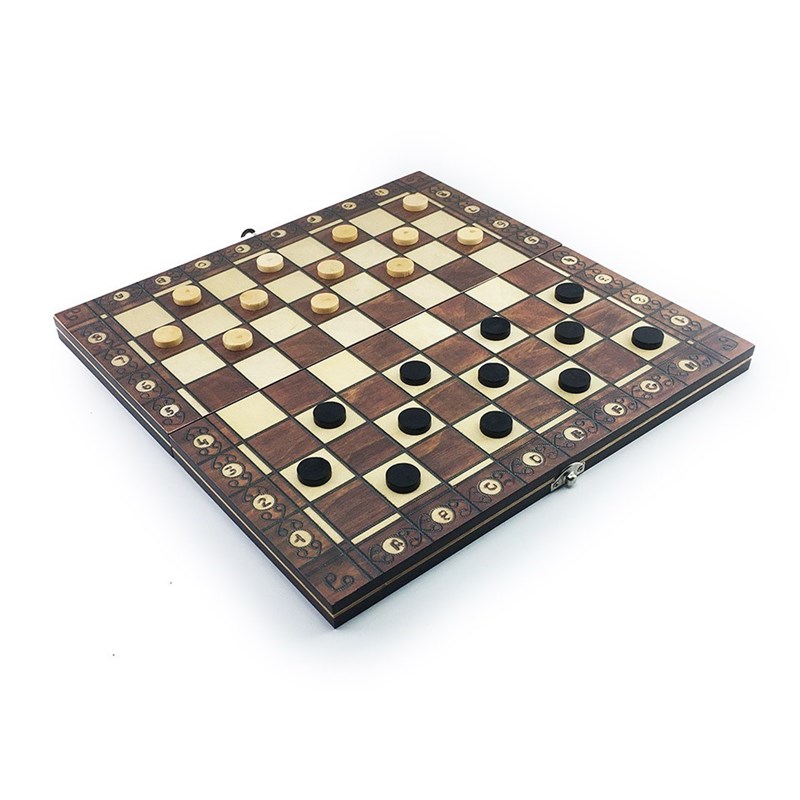 Super Magnetic Wooden Chess Backgammon Checkers 3 in 1 Chess