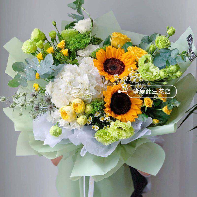 新品母亲节花束速递同城配送长沙岳阳郴州常德衡阳邵阳混搭玫瑰绣