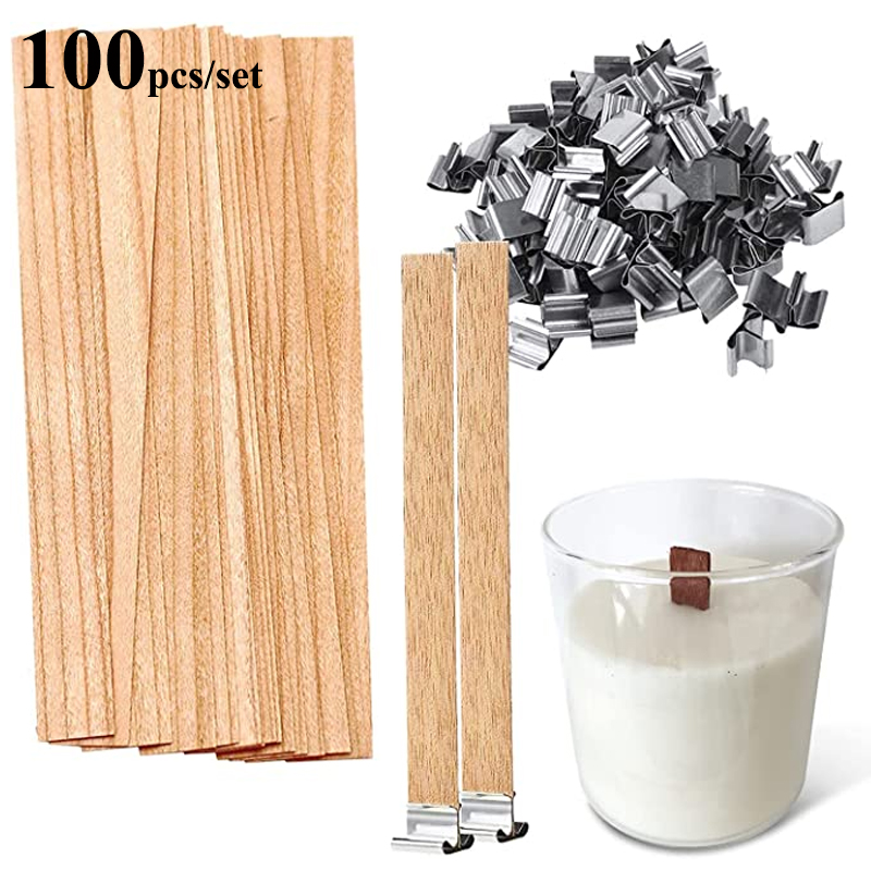 100pcs Wooden Wicks DIY Handmade Candle Jar Making Candle Wi