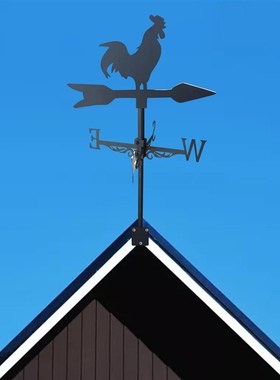 Rooster Shape Weathervane Weather Vane Black for Outdoor