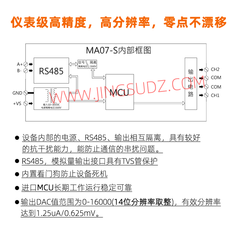MA07-S 2路0-10V 0-20MA输出信号发生器RS485转电流电压模拟量