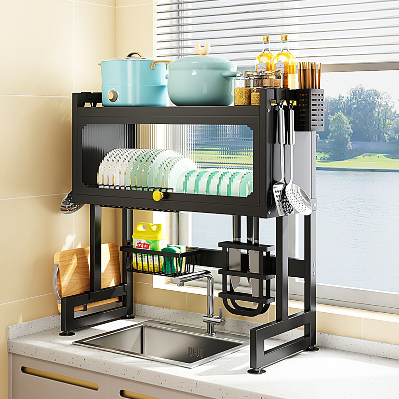 厨房水槽置物架台面碗盘收纳层架洗碗架水槽上方多功能碗碟架沥水