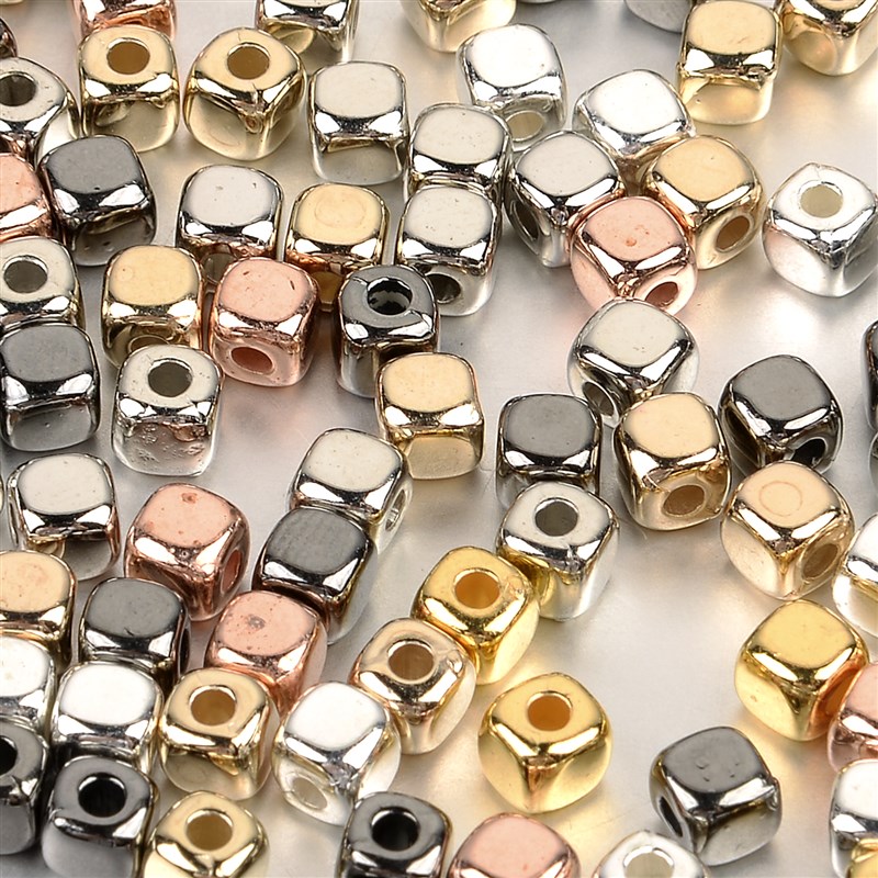 100-400pcs 3-4mm B Square Loose Spacer Beads Rose Gold Color