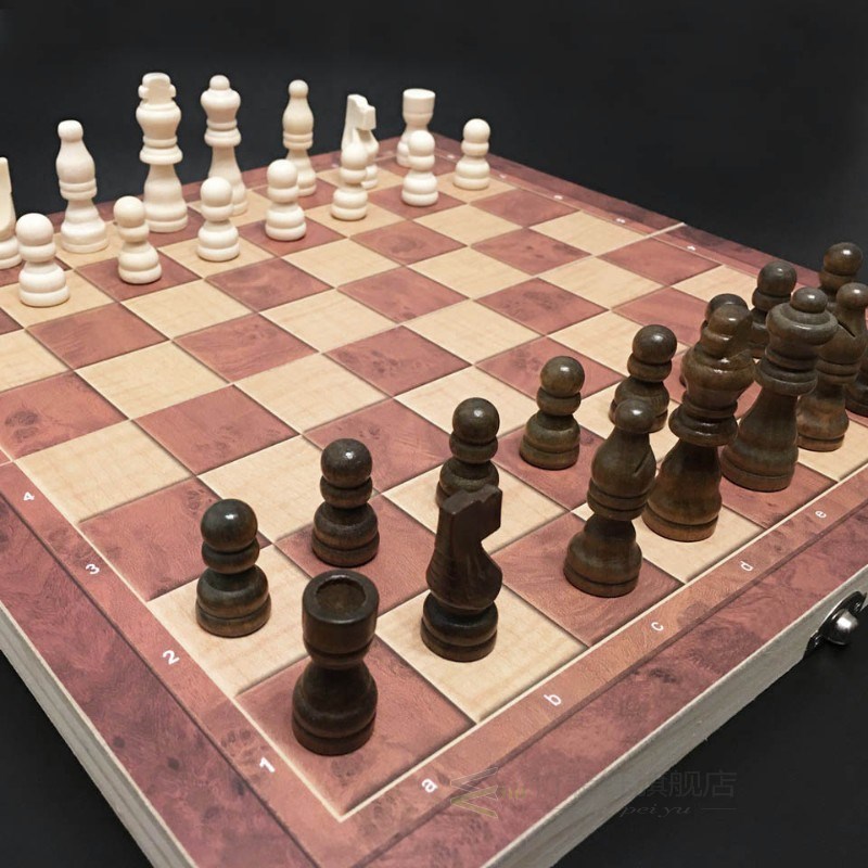 New Design 3 in 1 Wooden Chess Backgammon Checkers Travel C