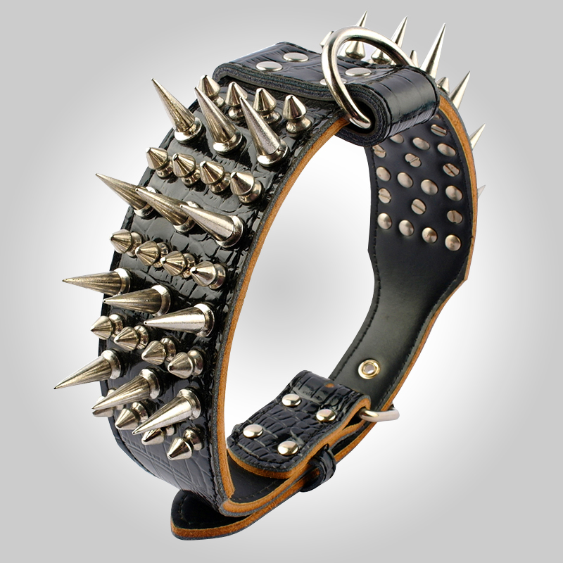 狗狗防咬项圈女m牵引绳恶霸犬比特犬斗牛犬卡斯罗猛犬铆钉狗链子