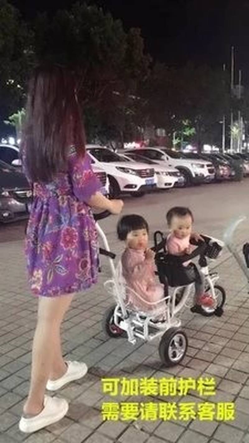 可坐双胞胎婴儿推车轻便二胎儿童三轮车