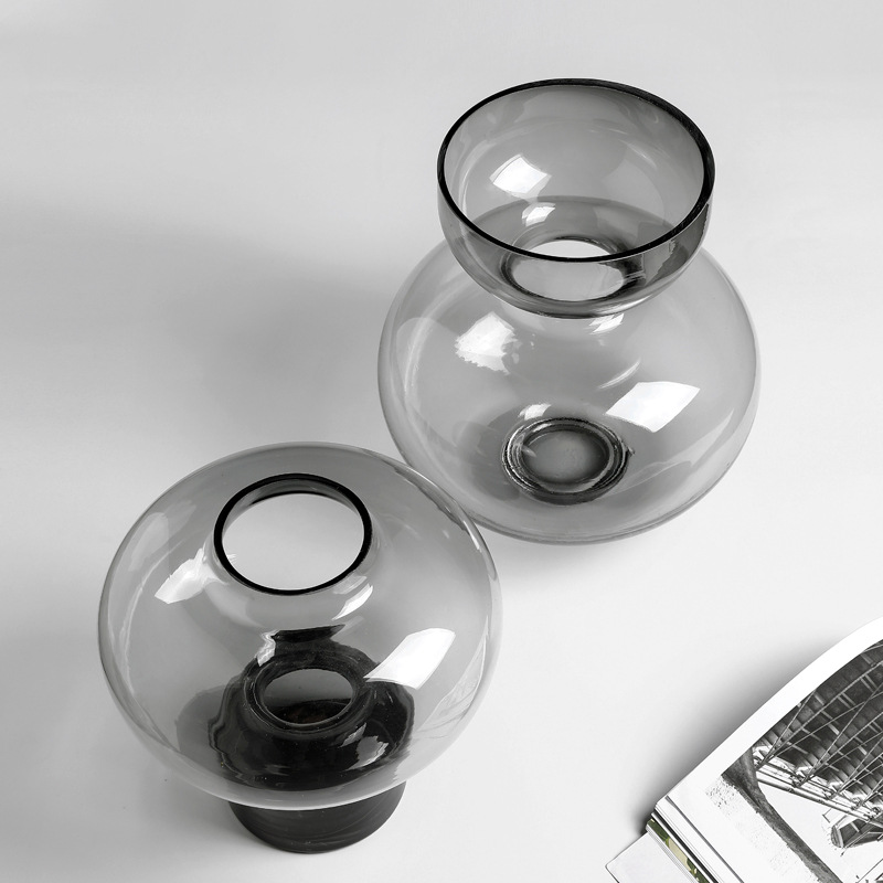 轻奢透明玻璃花瓶摆件风客厅餐桌水养花器小清新台面装饰摆设