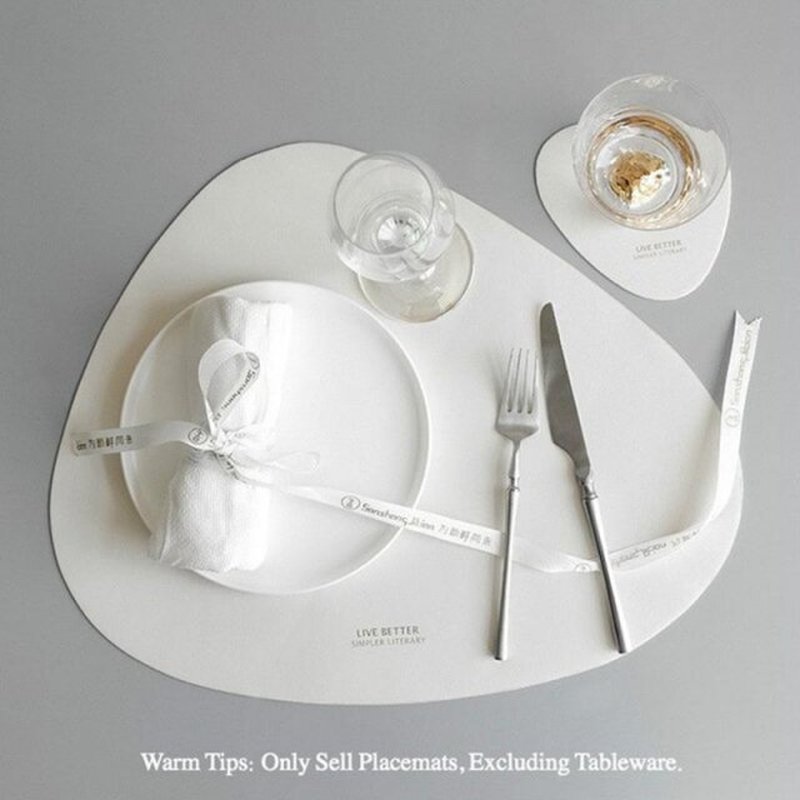 极速2Pcs/Set Tableware Pad Placemat Table Mat PU Leather Hea