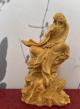 小叶黄杨木雕刻诗仙李白酒仙人物客厅装饰中式摆件实木创意工艺品