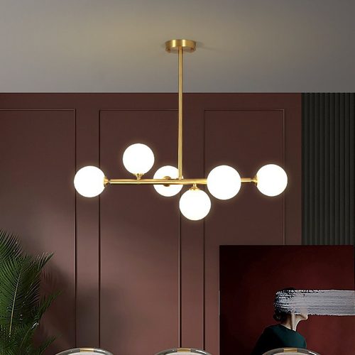 极简现代全铜多头泡泡魔豆吊灯一字长条金色灯具餐厅吧台灯