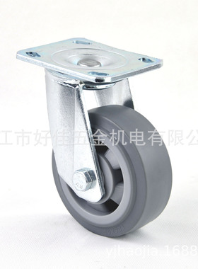 工厂直供125X50mm静音平面B款灰色TPR万向脚轮