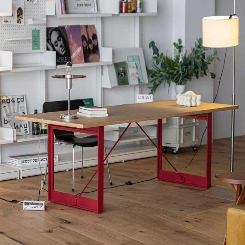 北欧实木办公电脑桌长条书桌原木写字桌工作台轻奢设计师会议桌子