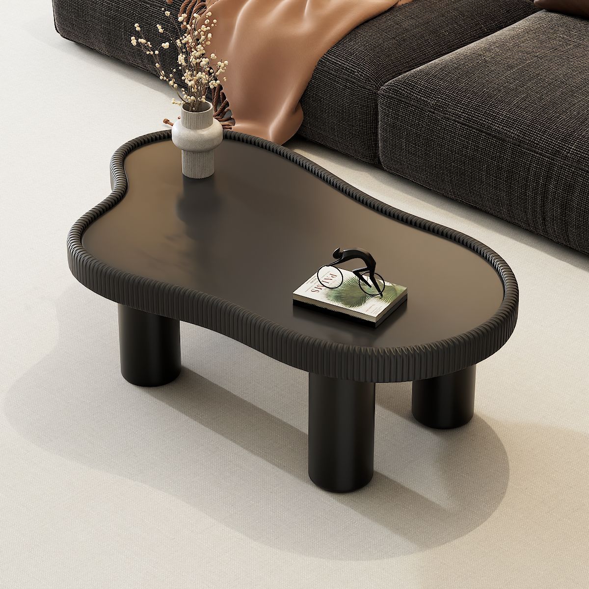 钢化玻璃桌面奶油风云朵茶几客厅简约北欧风茶桌不规则异形桌子