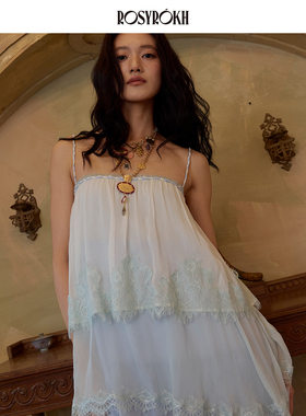 ROSYROKH 层光渐境 层叠渐变拼接设计连衣裙重工刺绣飘逸长裙