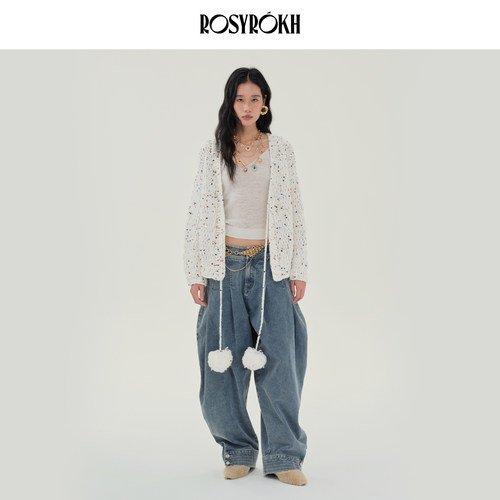 小香风针织开衫女金属亮片外套女