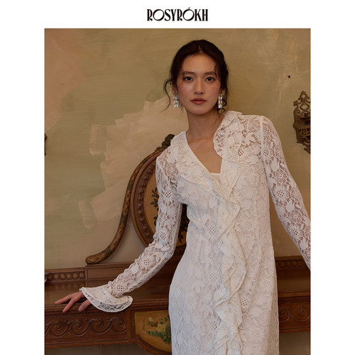 静邸漫游法式复古荷叶领连衣裙