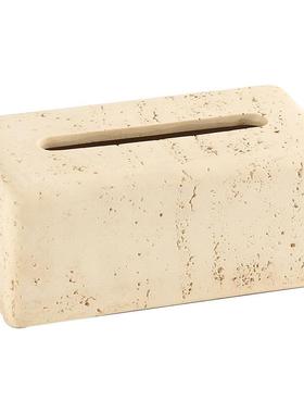 侘寂ZQT仿黄石纸巾盒厅摆件创风意家居客样板间售洞楼处抽纸盒装