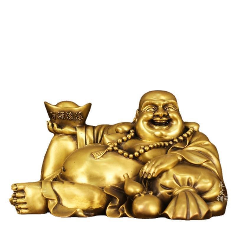 全铜百财弥勒佛元宝卧佛大肚佛笑佛家用寺庙佛堂店铺供奉开业礼品
