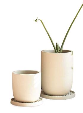 厚重橡感手径工F9759M7J陶瓷花盆龟背竹绿植盆感陶大口种植盆盆皮