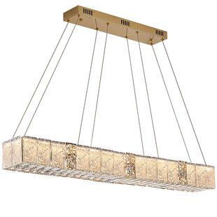 珐琅长一字餐厅水晶吊端灯现代轻奢风高大气彩餐桌条饭厅吧台吊灯