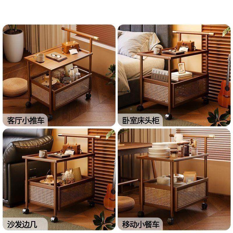 中古风移小置餐车酒水动收纳小推客厅沙发藤编边几轻奢零食车物架,商业/办公家具,餐车/摆摊车/小吃车,淘宝优惠券,粉丝福利购,淘宝优惠卷