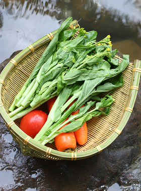 家用竹编馍筐馒头筐簸箕厨房茶几收纳篮子手工洗菜竹筐竹篮水果篮