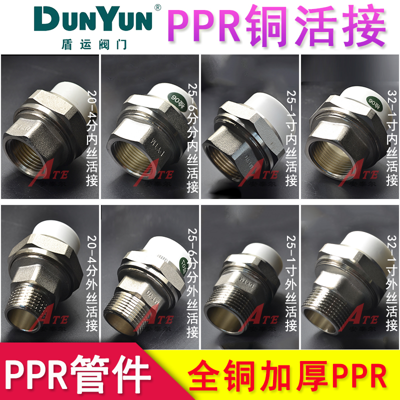 ppr铜活接202532铜活接头4分6分1寸内外牙外丝活接口ppr水管盾运