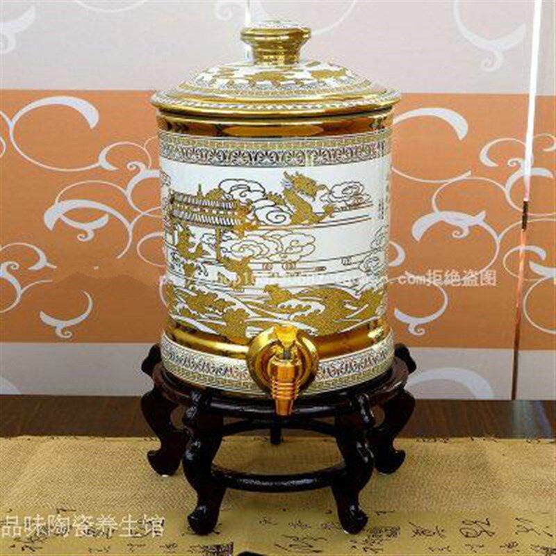 冷水壶陶瓷家用带龙头无过滤陶瓷储水罐储水缸饮水机果汁桶茶水缸