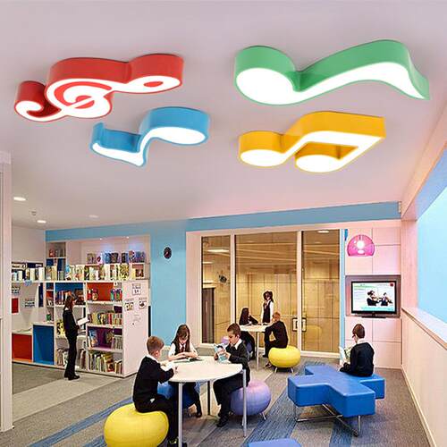幼儿园吊灯彩色音符吸顶灯早教中心个性创意灯具灯饰现代简约