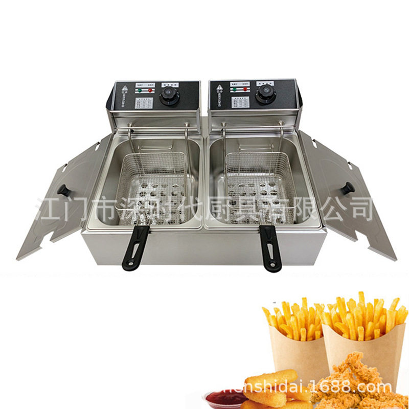 P量大批发厂家直售深时代商用不锈钢电油炸锅炸炉6L+6L201