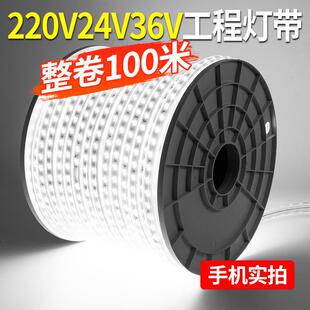 36v灯带led灯条100米220V户外防水养殖场工地照明隧道船用24V低压
