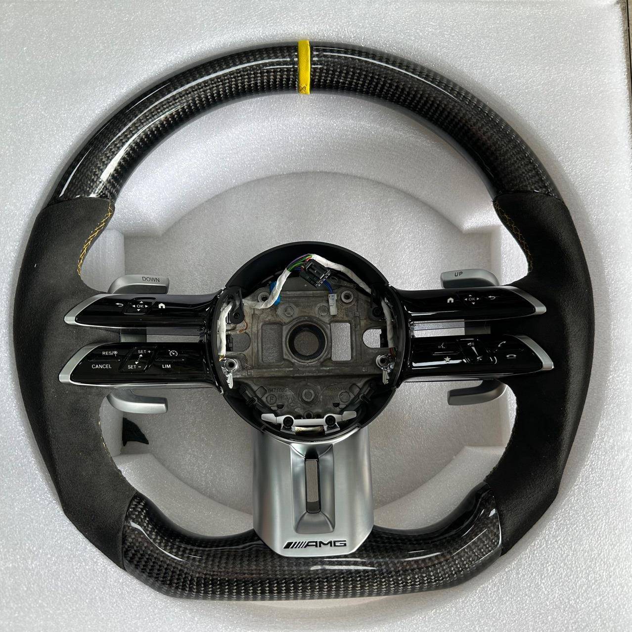 适用于奔驰AMG碳纤维方向盘e300c200lsk蜻蜓按键总成通用老改新