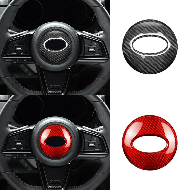 适用于是斯巴鲁wrx真碳纤维方向盘中心盖干碳内饰改装装饰贴