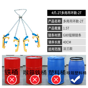 2026法兰款油桶吊钳叉车专用大铁桶吊钩吊具卸油桶挂钩子夹子吊桶