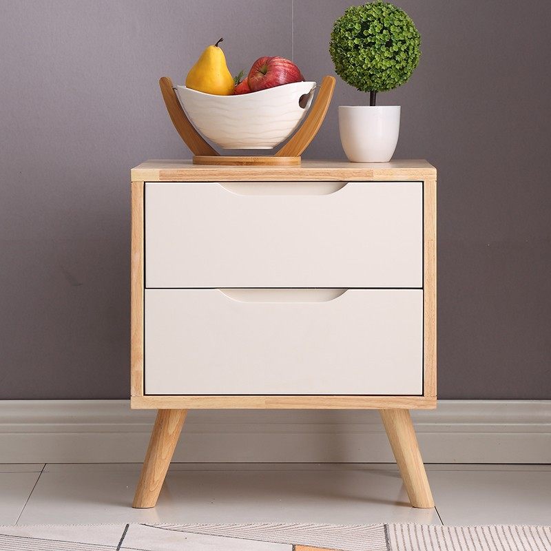 北欧实木床头柜整装卧室现代简约大小户型原木储物收纳家用床边柜